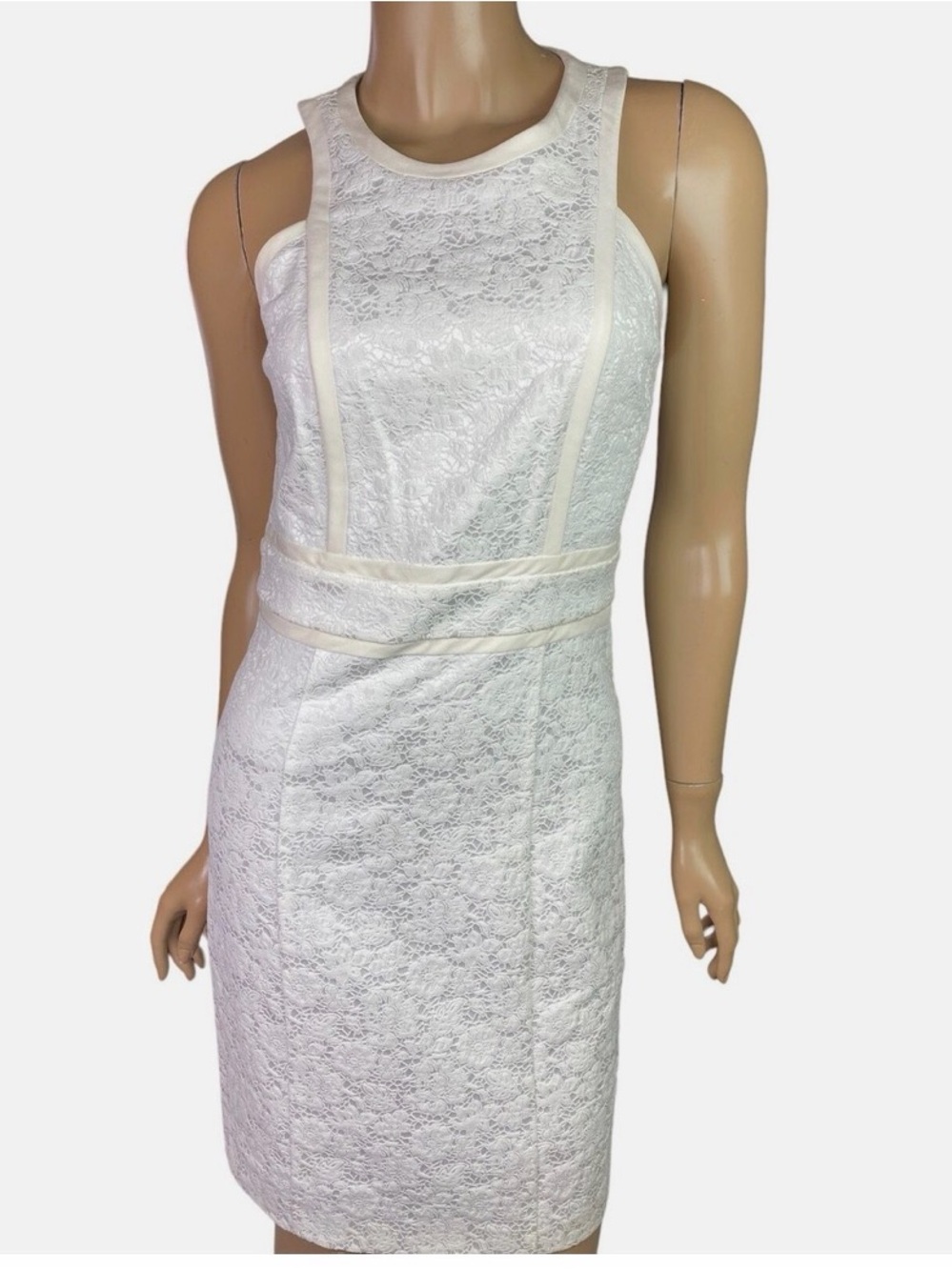 Rebecca Taylor White Sheath Dress Floral Brocade